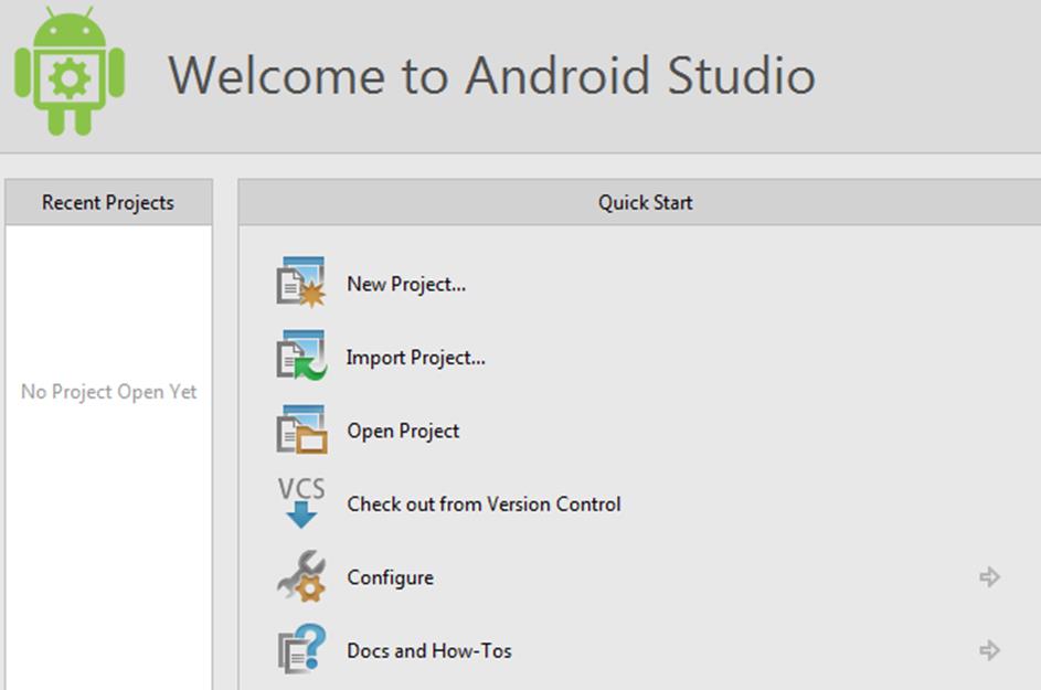 Εικόνα 20: Αρχική οθόνη Android Studio Εικόνα 21: Δήλωση ονόματος εφαρμογής Στη συνέχεια καθορίζουμε τη μικρότερη έκδοση του SDK, στην οποία θα