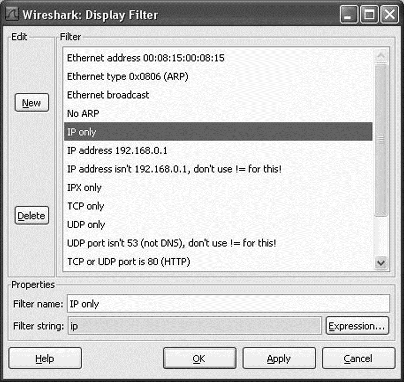 Εικόνα 3.16 Η επιλογή Display Filter. Έστω ότι έχετε συλλάβει όλη την κίνηση που είναι ορατή από μία κάρτα δικτύου του υπολογιστές σας.