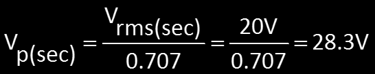 Παράδειγμα 2.2 (2/3) Λύση: Αφού V sec = 20 Vrms το πλάτος είναι Αγνοώντας το φραγμό δυναμικού (0.
