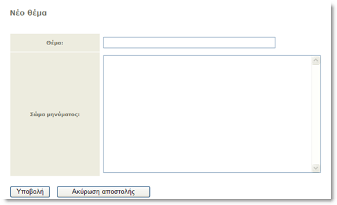 32 Θέµατα σε µια περιοχή συζητήσεων Για να δηµιουργήσετε ένα νέο θέµα επιλέξτε τον σύνδεσµο «Νέο θέµα» πληκτρολογήστε τον τίτλο του θέµατος στο πεδίο «Θέµα», εισάγετε τις λεπτοµέρειες του θέµατος για