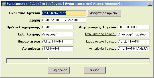ΜΕΤΑΦΟΡΑ ΔΕΔΟΜΕΝΩΝ Δ. ΜΕΤΑΦΟΡΑ ΔΕΔΟΜΕΝΩΝ 1. ΜΕΤΑΦΟΡΑ ΔΕΔΟΜΕΝΩΝ ΑΠΟ ΙΣΟΖΥΓΙΟ Η εφαρμογή Academia Financials Γενική Λογιστική παρέχει τη δυνατότητα μεταφοράς σ αυτήν στοιχείων από δισκέτα Ισοζυγίου.
