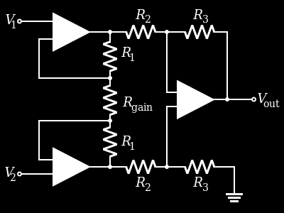 4.3.2 Ενισχυτής οργάνου (Instrumentation amplifier) Ο ενισχυτής οργάνου μας είναι ένα είδος διαφορικού ενισχυτή.