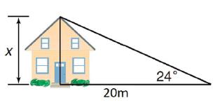 2. το διπλανό σχήμα να υπολογίσετε το ύψος του σπιτιού, αν γνωρίζετε ότι: ημ24 0,41 συν24 0,91 εφ24 0,45 3.