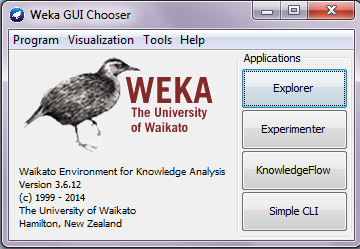 αποτελεσμάτων. Ξεκινώντας το WEKA εμφανίζεται το παράθυρο WEKA GUI Chooser (βλέπε εικόνα 2.1), στο οποίο ο χρήστης έχει τις εξής επιλογές: 1.