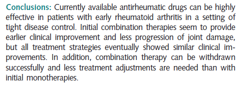 Ο ταχύς έλεγχος της ενεργότητας της νόσου από τη συνδυαστική θεραπεία στα αρχικά στάδια της ρευματοειδούς