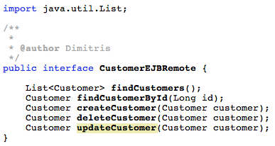 CustomerEJBRemote (3/3) Επίσης θα αλλάξουμε την Customer ώστε να υλοποιεί την διασύνδεση