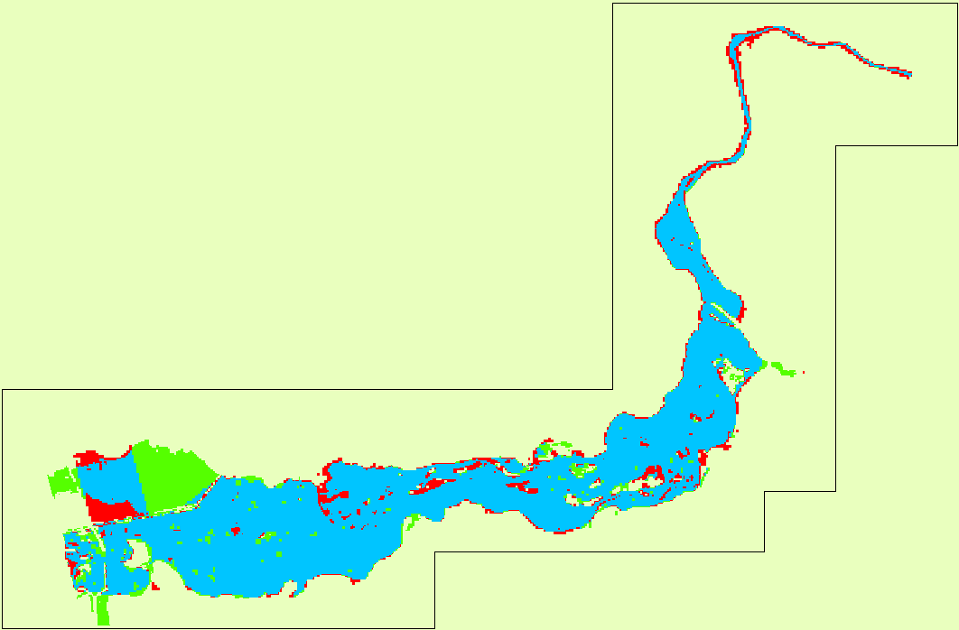 Εφαρμογή στην πεδιάδα του Πηνειού (ΙΙ) Αναζητήθηκε η παροχή εκείνη που για κάθε μοντέλο, σε συνθήκες μόνιμης ροής, δημιουργεί το αποτύπωμα της πραγματικής πλημμύρας όπως καταγράφηκε από την εικόνα