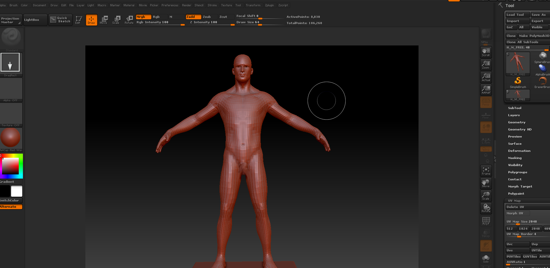 12. Το mesh του χαρακτήρα στο Zbrush Το επόμενο βήμα είναι η εξαγωγή texture του μοντέλου μας, βάσει των UV που εφαρμόσαμε.