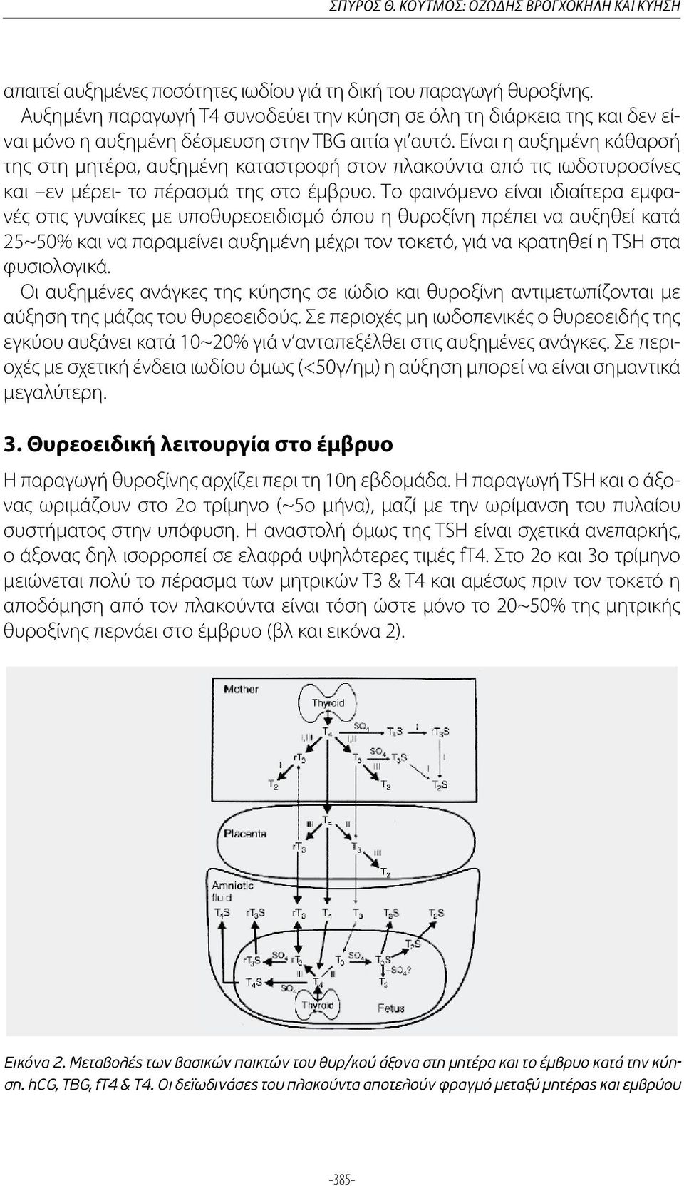 Είναι η αυξημένη κάθαρσή της στη μητέρα, αυξημένη καταστροφή στον πλακούντα από τις ιωδοτυροσίνες και εν μέρει- το πέρασμά της στο έμβρυο.