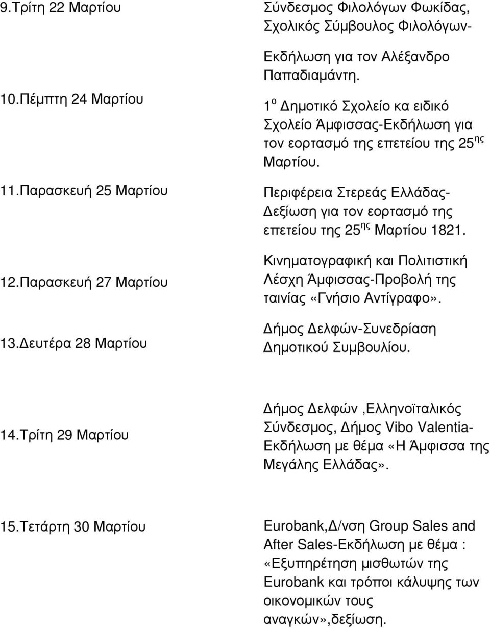 1 ο ηµοτικό Σχολείο κα ειδικό Σχολείο Άµφισσας-Εκδήλωση για τον εορτασµό της επετείου της 25 ης Μαρτίου.