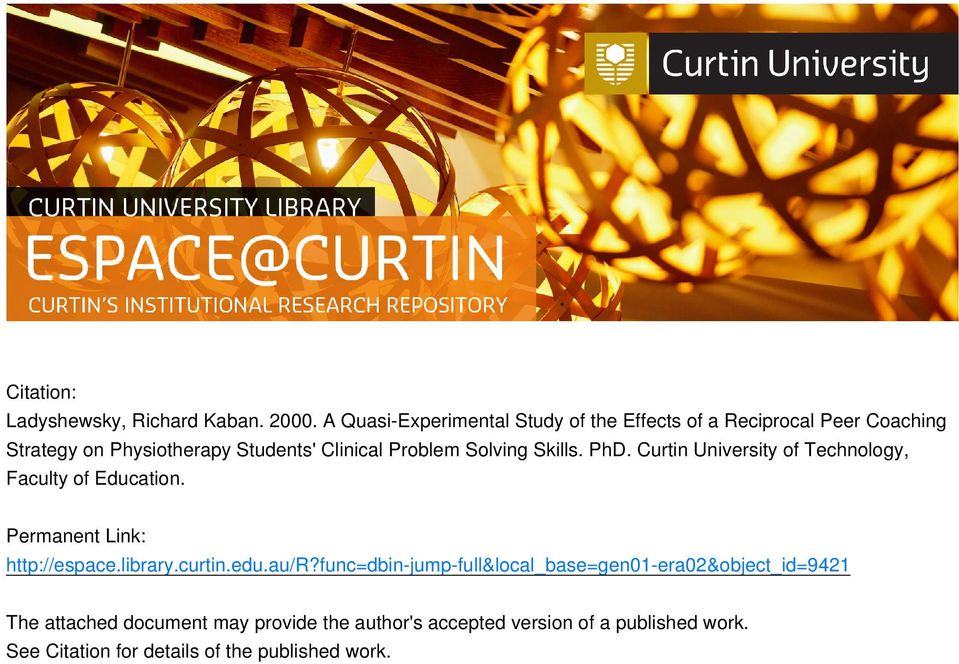 Problem Solving Skills. PhD. Curtin University of Technology, Faculty of Education. Permanent Link: http://espace.library.