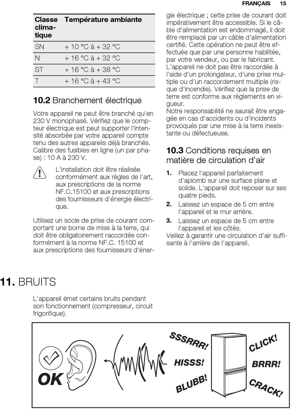 Vérifiez que le compteur électrique est peut supporter l'intensité absorbée par votre appareil compte tenu des autres appareils déjà branchés.