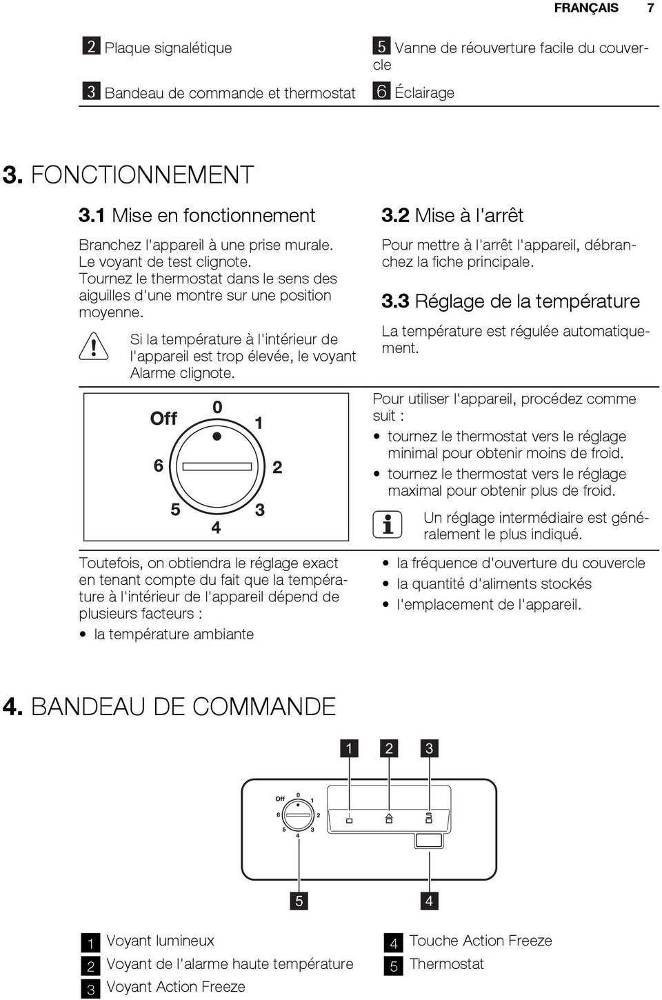 Si la température à l'intérieur de l'appareil est trop élevée, le voyant Alarme clignote.