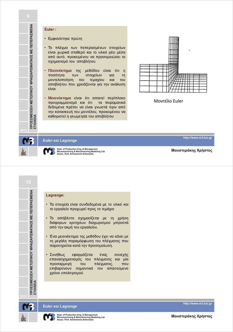 πειραματικά δεδομένα πρέπει να είναι γνωστά πριν από την κατασκευή του μοντέλου, προκειμένου να καθοριστεί η γεωμετρία του αποβλήτου Μοντέλο Euler Euler και Lagrange 10 Lagrange: Τα στοιχεία είναι