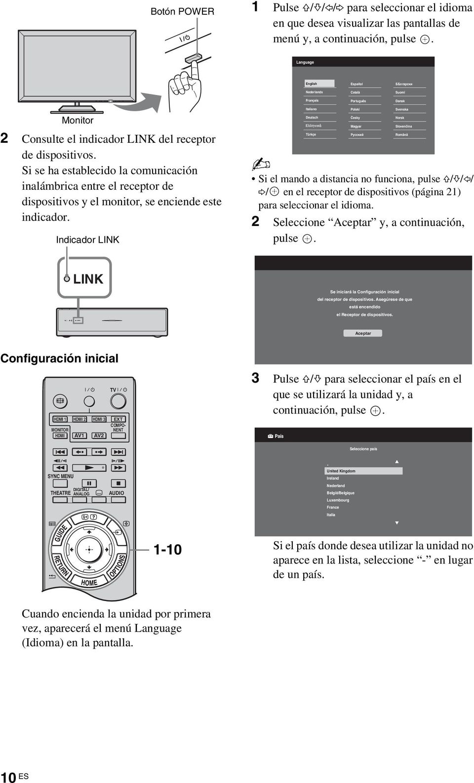 Si se ha establecido la comunicación inalámbrica entre el receptor de dispositivos y el monitor, se enciende este indicador.