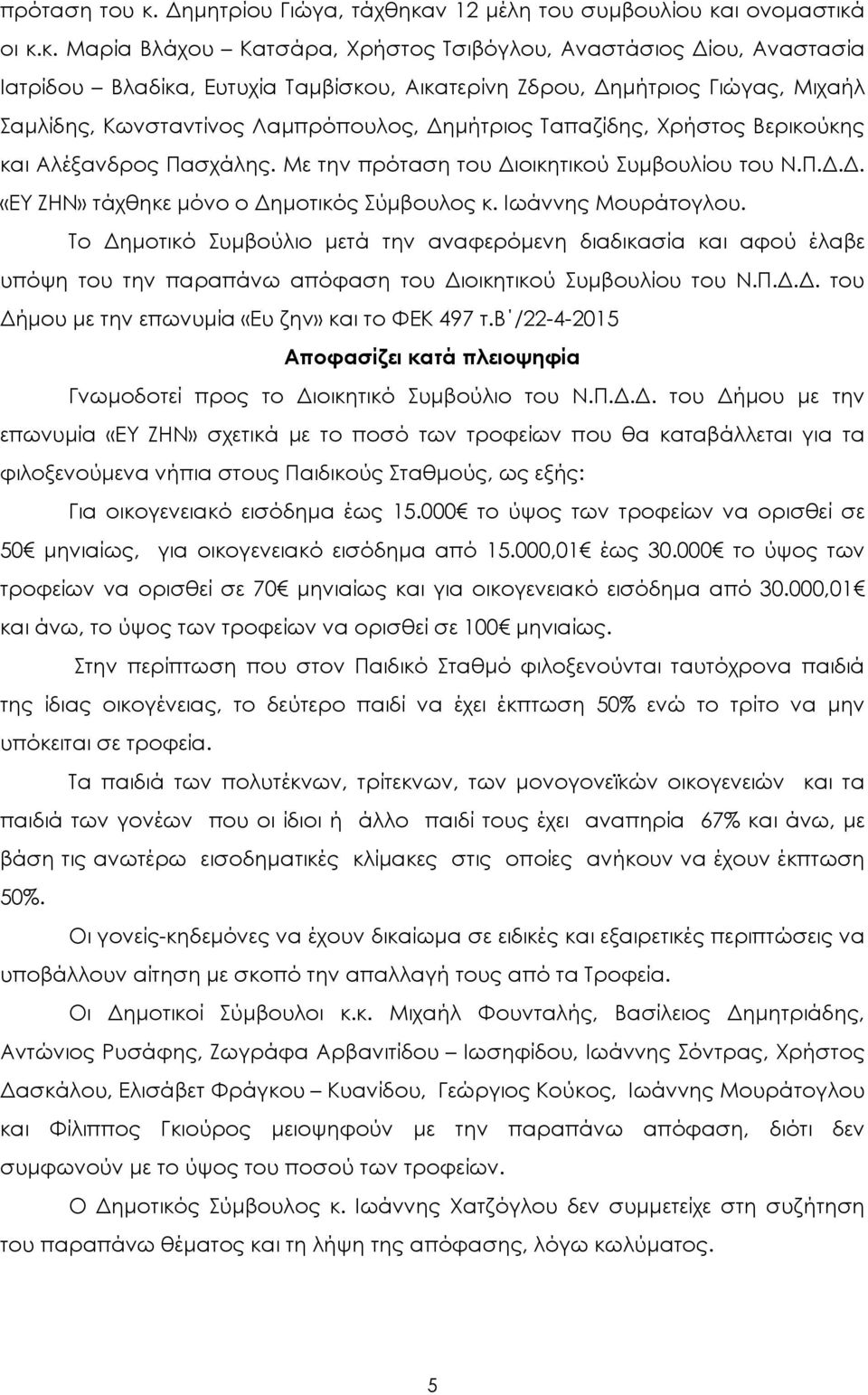 ν 12 µέλη του συµβουλίου κα