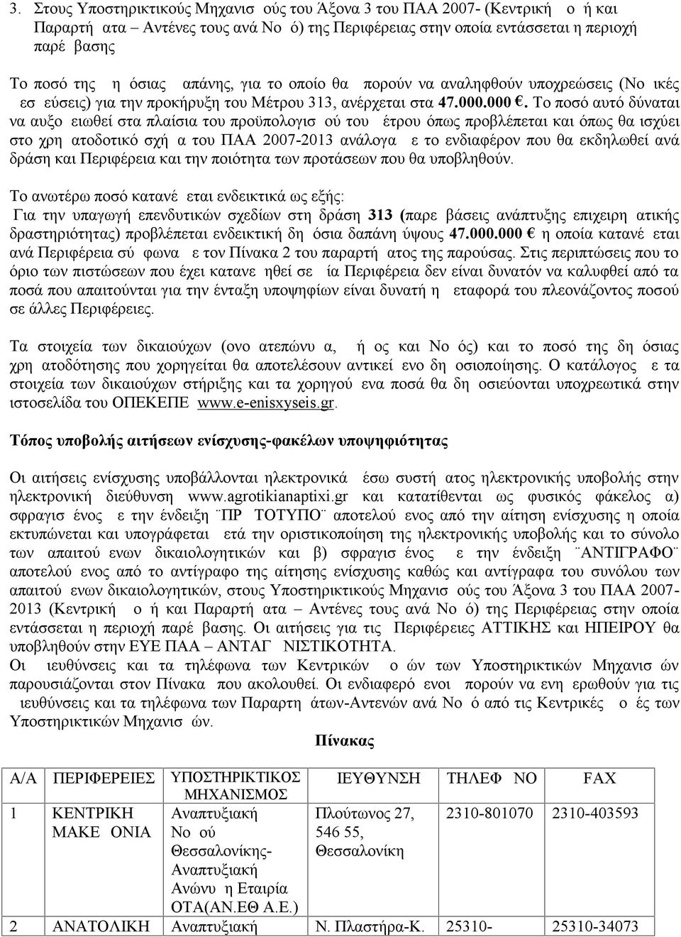 000. Το ποσό αυτό δύναται να αυξομειωθεί στα πλαίσια του προϋπολογισμού του μέτρου όπως προβλέπεται και όπως θα ισχύει στο χρηματοδοτικό σχήμα του ΠΑΑ 2007-2013 ανάλογα με το ενδιαφέρον που θα