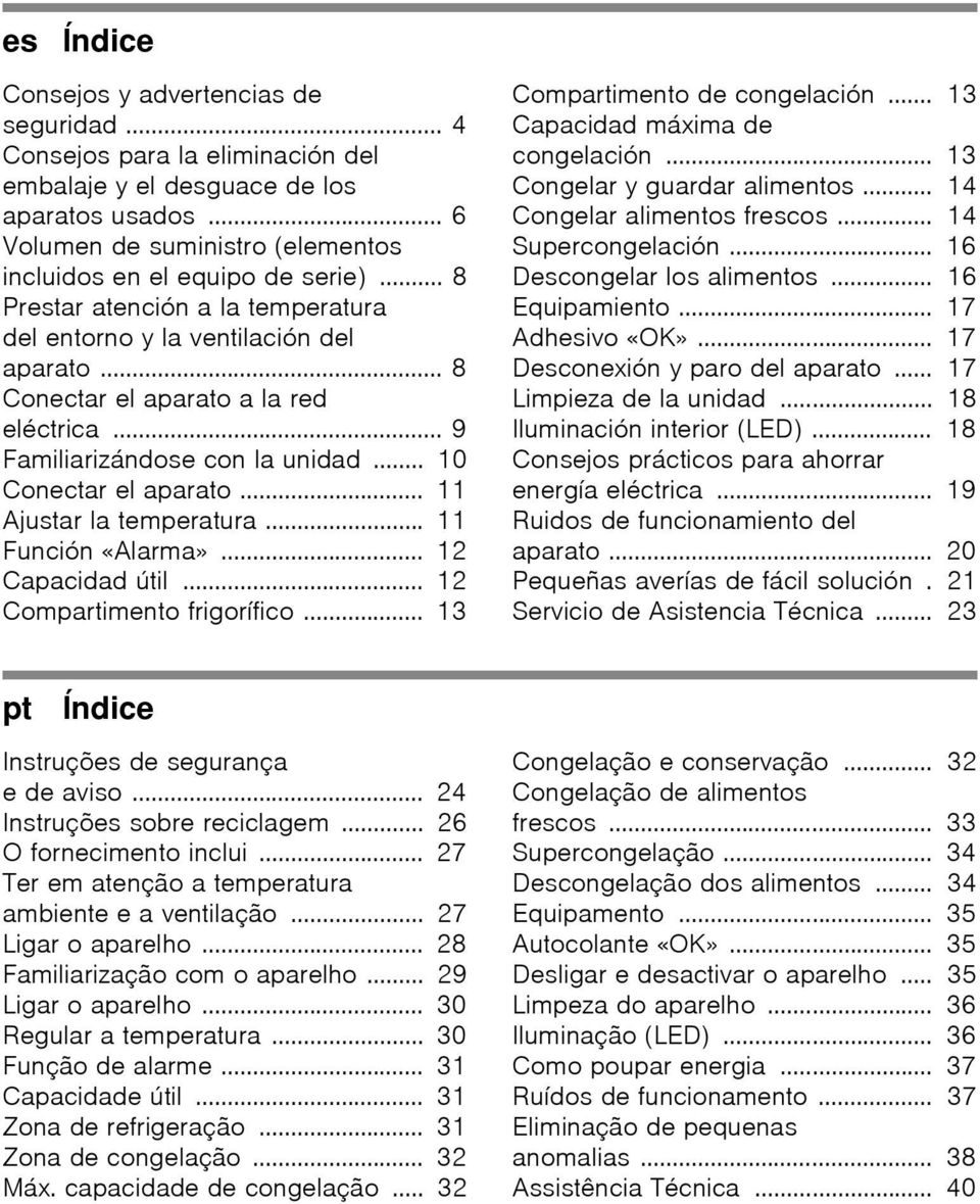 .. 11 Ajustar la temperatura... 11 Función «Alarma»... 12 Capacidad útil... 12 Compartimento frigorífico... 13 Compartimento de congelación... 13 Capacidad máxima de congelación.