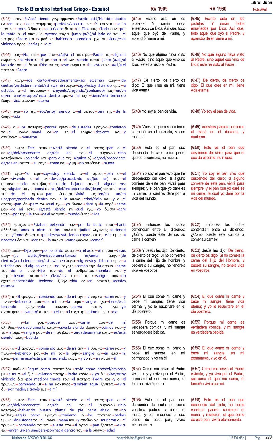 Padre τις alguien εωρακεν ha visto ει si µη no ο el ων siendo παρα junto (a/al)/al lado de του el θεου Dios ουτος este εωρακεν ha visto τον a/al/a el πατερα Padre (6:47) αµην (de