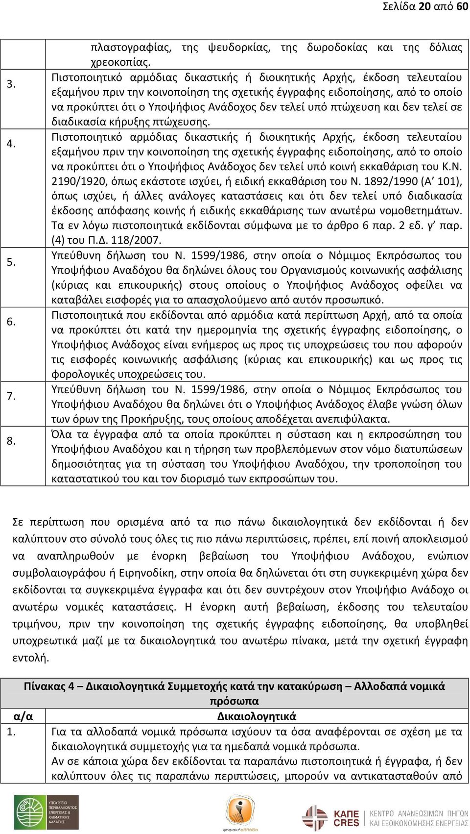 υπό πτώχευση και δεν τελεί σε διαδικασία κήρυξης πτώχευσης.  υπό κοινή εκκαθάριση του Κ.Ν. 2190/1920, όπως εκάστοτε ισχύει, ή ειδική εκκαθάριση του Ν.