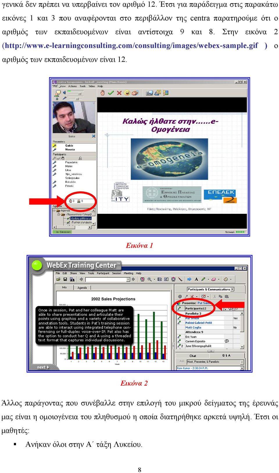 είναι αντίστοιχα 9 και 8. Στην εικόνα 2 (http://www.e-learningconsulting.com/consulting/images/webex-sample.