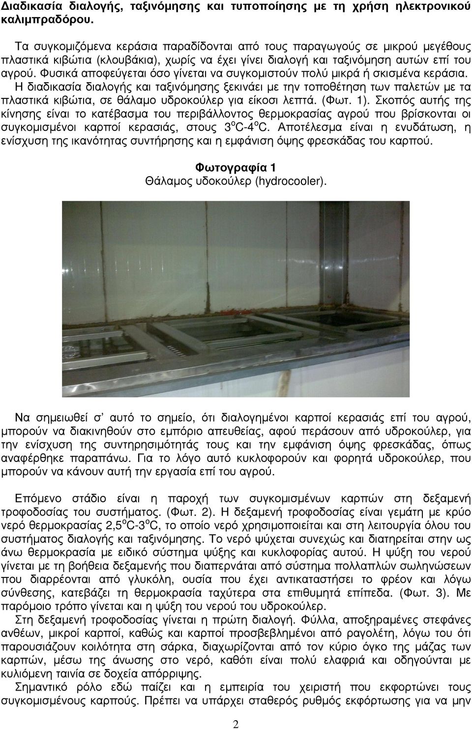 Φυσικά αποφεύγεται όσο γίνεται να συγκοµιστούν πολύ µικρά ή σκισµένα κεράσια.