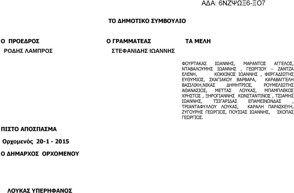 ΒΑΡΒΑΡΑ, ΚΑΡΑΒΑΓΓΕΛΗ ΒΑΣΙΛΙΚΗ,ΝΙΚΑΣ ΔΗΜΗΤΡΙΟΣ, ΡΟΥΜΕΛΙΩΤΗΣ ΑΘΑΝΑΣΙΟΣ, ΜΕΤΤΑΣ ΛΟΥΚΑΣ, ΜΠΑΜΠΛΕΚΟΣ ΧΡΗΣΤΟΣ, ΞΗΡΟΓΙΑΝΝΗΣ ΚΩΝΣΤΑΝΤΙΝΟΣ, ΤΣΙΑΜΗΣ