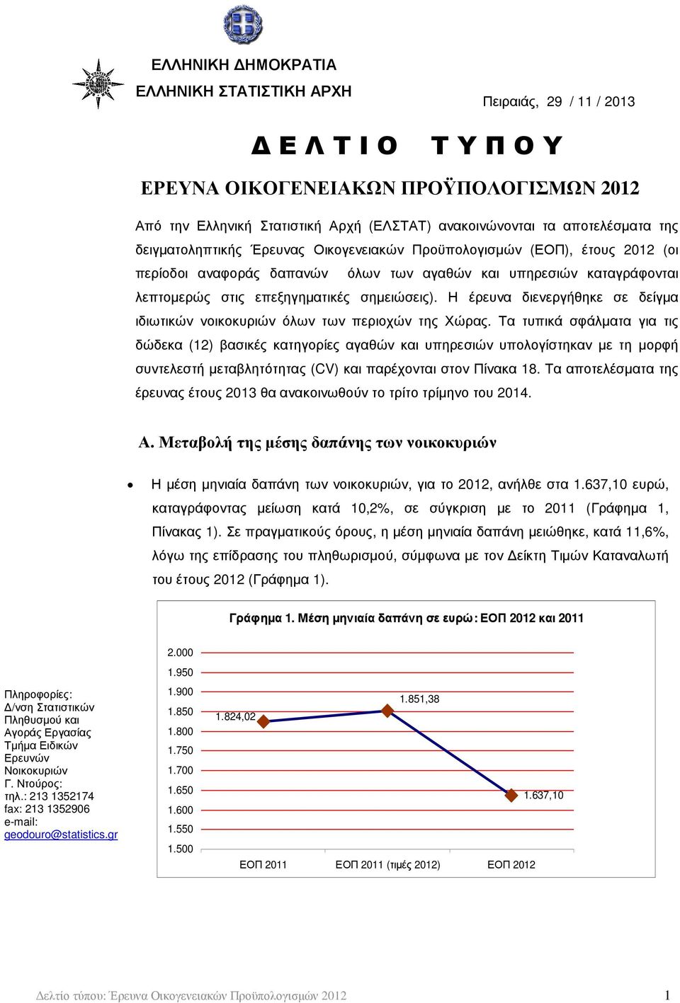 σηµειώσεις). Η έρευνα διενεργήθηκε σε δείγµα ιδιωτικών νοικοκυριών όλων των περιοχών της Χώρας.