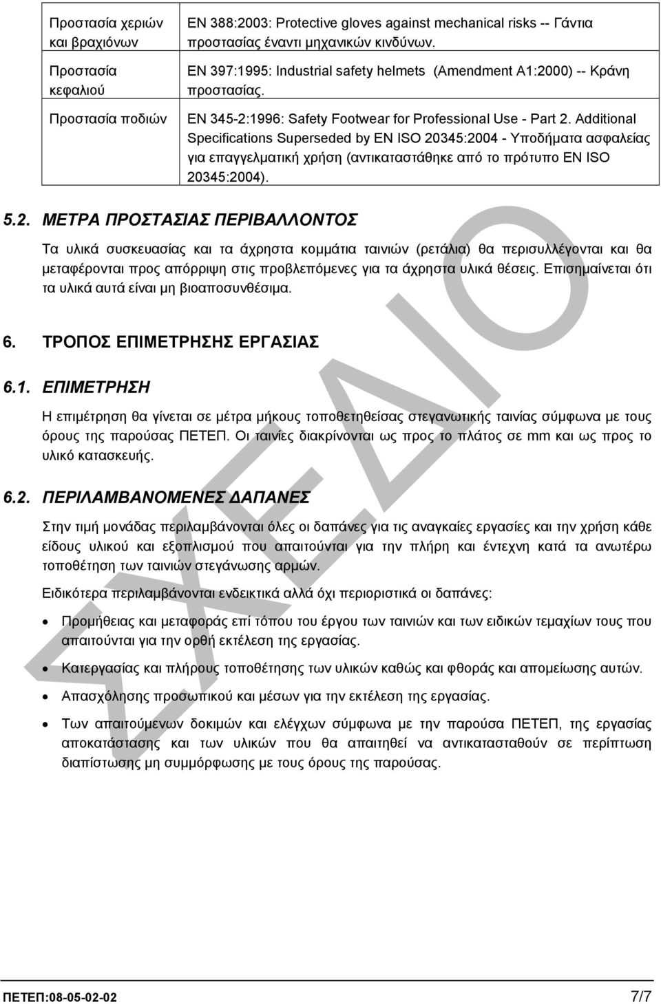 Additional Specifications Superseded by EN ISO 20