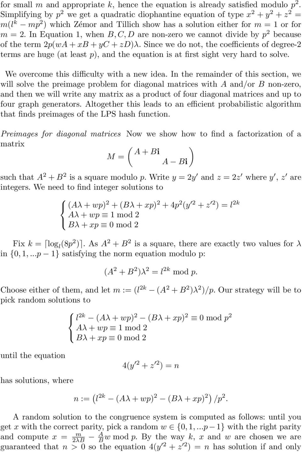In Equation 1, when B, C, D are non-zero we cannot divide by p 2 because of the term 2p(wA + xb + yc + zd)λ.