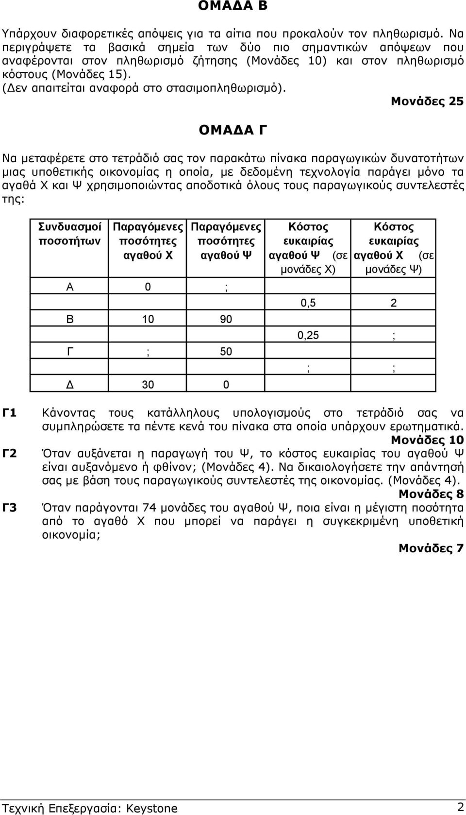 ( εν απαιτείται αναφορά στο στασιµοπληθωρισµό).