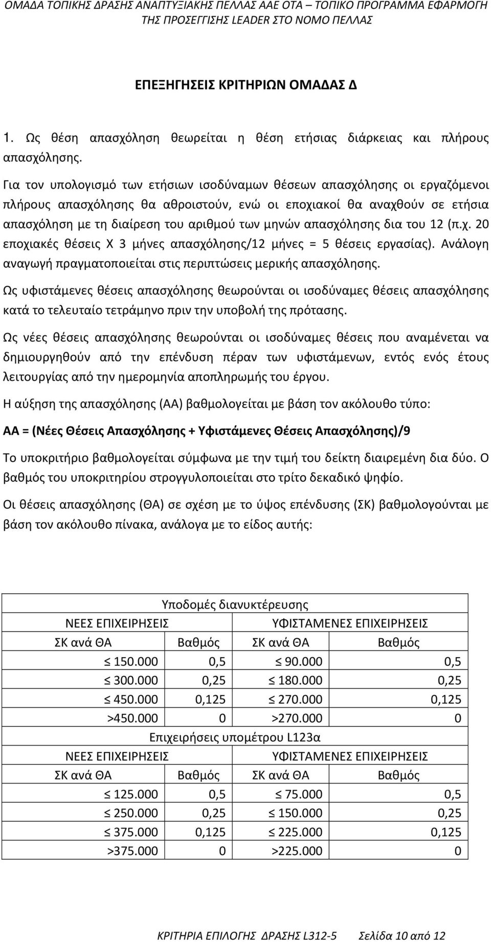 Για τον υπολογισμό των ετήσιων ισοδύναμων θέσεων απασχόλησης οι εργαζόμενοι πλήρους απασχόλησης θα αθροιστούν, ενώ οι εποχιακοί θα αναχθούν σε ετήσια απασχόληση με τη διαίρεση του αριθμού των μηνών