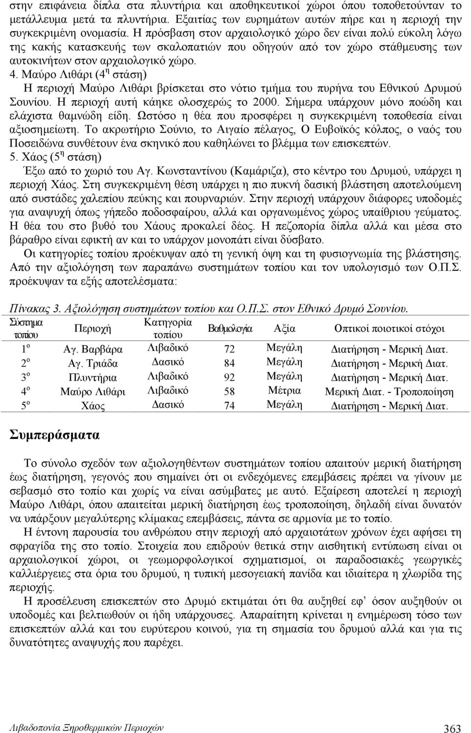 Μαύρο Λιθάρι (4 η στάση) Η περιοχή Μαύρο Λιθάρι βρίσκεται στο νότιο τμήμα του πυρήνα του Εθνικού Δρυμού Σουνίου. Η περιοχή αυτή κάηκε ολοσχερώς το 2000.