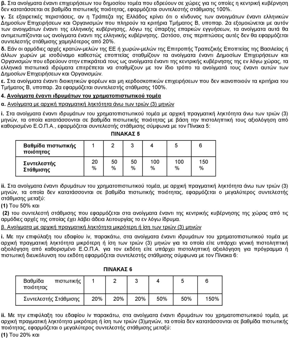 2α εξομοιώνεται με αυτόν των ανοιγμάτων έναντι της ελληνικής κυβέρνησης, λόγω της ύπαρξης επαρκών εγγυήσεων, τα ανοίγματα αυτά θα αντιμετωπίζονται ως ανοίγματα έναντι της ελληνικής κυβέρνησης.