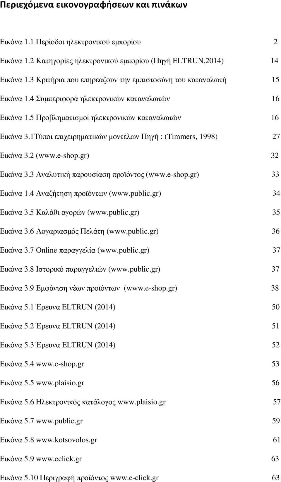 1Τύποι επιχειρηματικών μοντέλων Πηγή : (Timmers, 1998) 27 Εικόνα 3.2 (www.e-shop.gr) 32 Εικόνα 3.3 Αναλυτική παρουσίαση προϊόντος (www.e-shop.gr) 33 Εικόνα 1.4 Αναζήτηση προϊόντων (www.public.