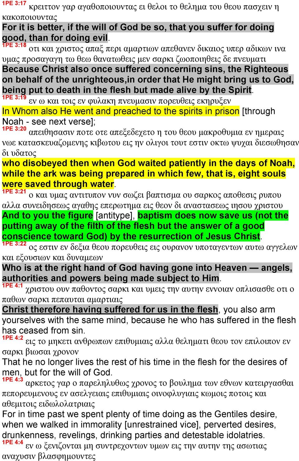 Righteous on behalf of the unrighteous,in order that He might bring us to God, being put to death in the flesh but made alive by the Spirit.