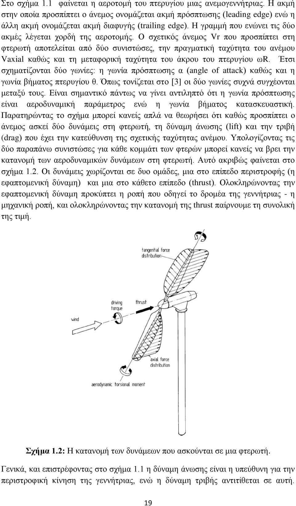 Ο ζρεηηθφο άλεκνο Vr πνπ πξνζπίπηεη ζηε θηεξσηή απνηειείηαη απφ δχν ζπληζηψζεο, ηελ πξαγκαηηθή ηαρχηεηα ηνπ αλέκνπ Vaxial θαζψο θαη ηε κεηαθνξηθή ηαρχηεηα ηνπ άθξνπ ηνπ πηεξπγίνπ σr.