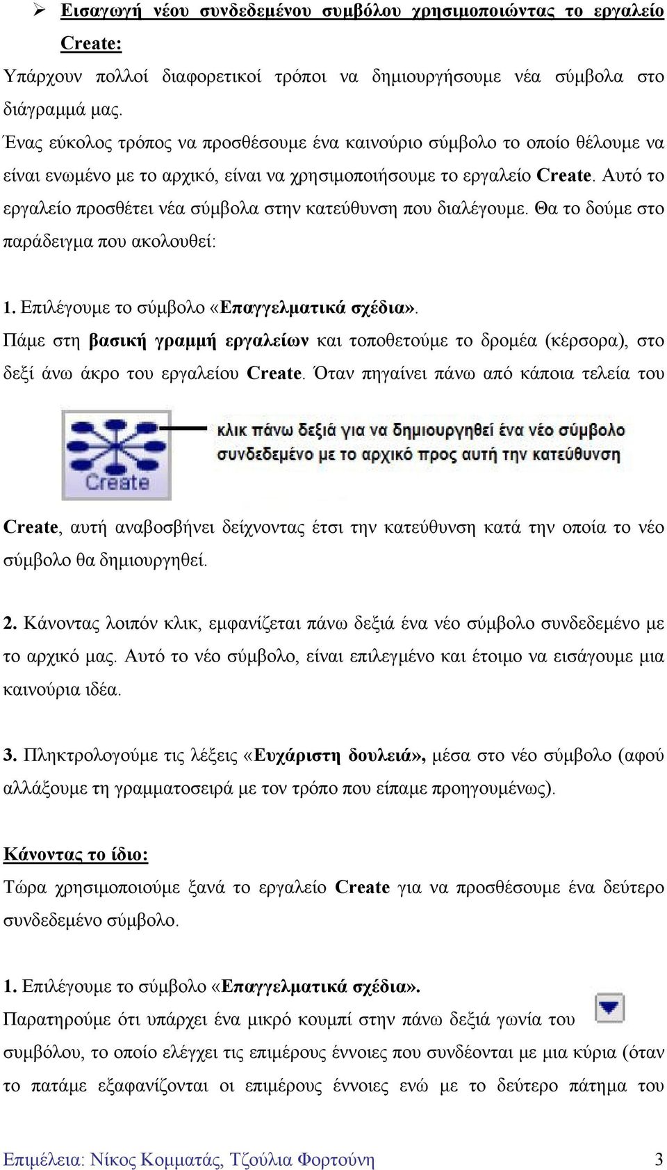 Αυτό το εργαλείο προσθέτει νέα σύµβολα στην κατεύθυνση που διαλέγουµε. Θα το δούµε στο παράδειγµα που ακολουθεί: 1. Επιλέγουµε το σύµβολο «Επαγγελµατικά σχέδια».