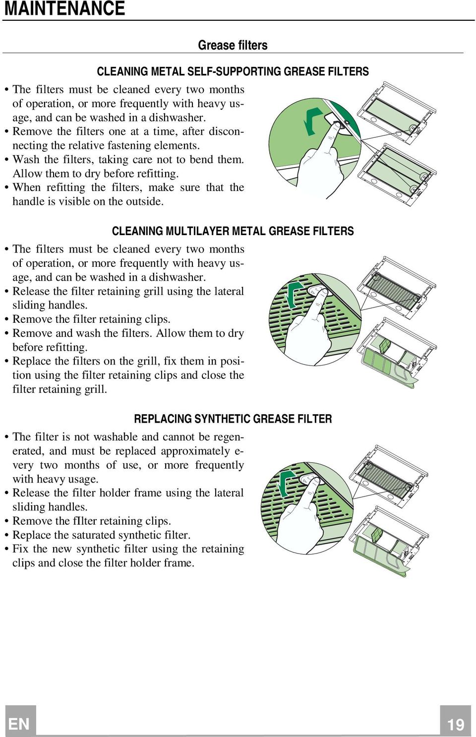 When refitting the filters, make sure that the handle is visible on the outside.