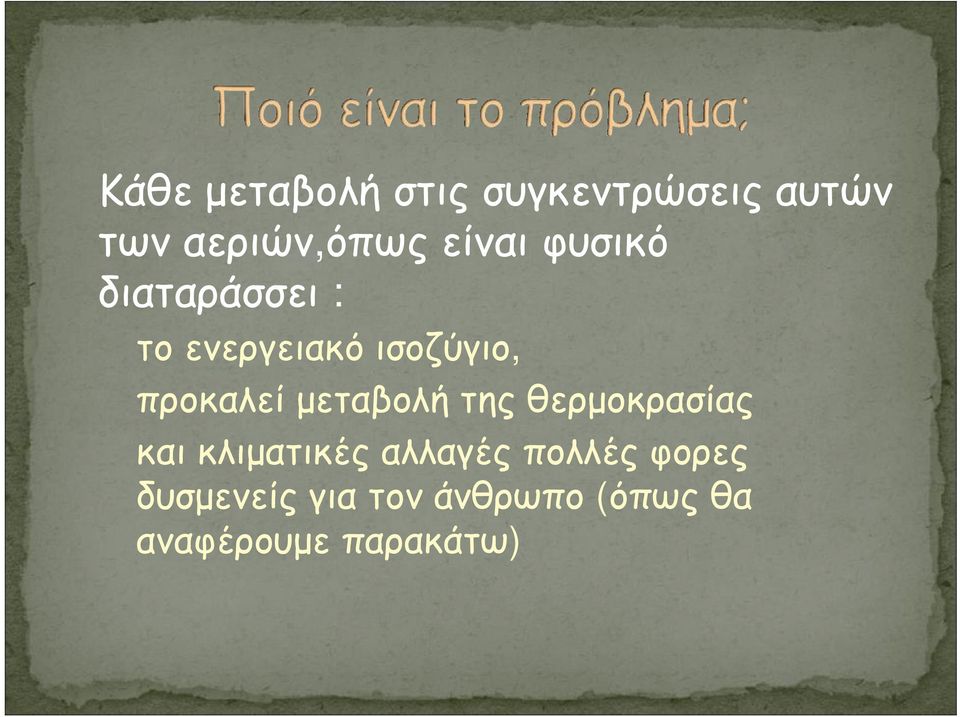 προκαλεί μεταβολή της θερμοκρασίας και κλιματικές αλλαγές