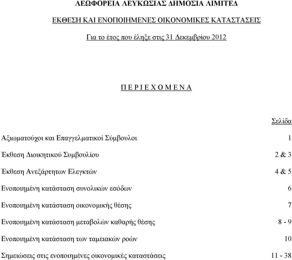 Ενοποιημένη κατάσταση συνολικών εσόδων 6 Ενοποιημένη κατάσταση οικονομικής θέσης 7 Ενοποιημένη κατάσταση