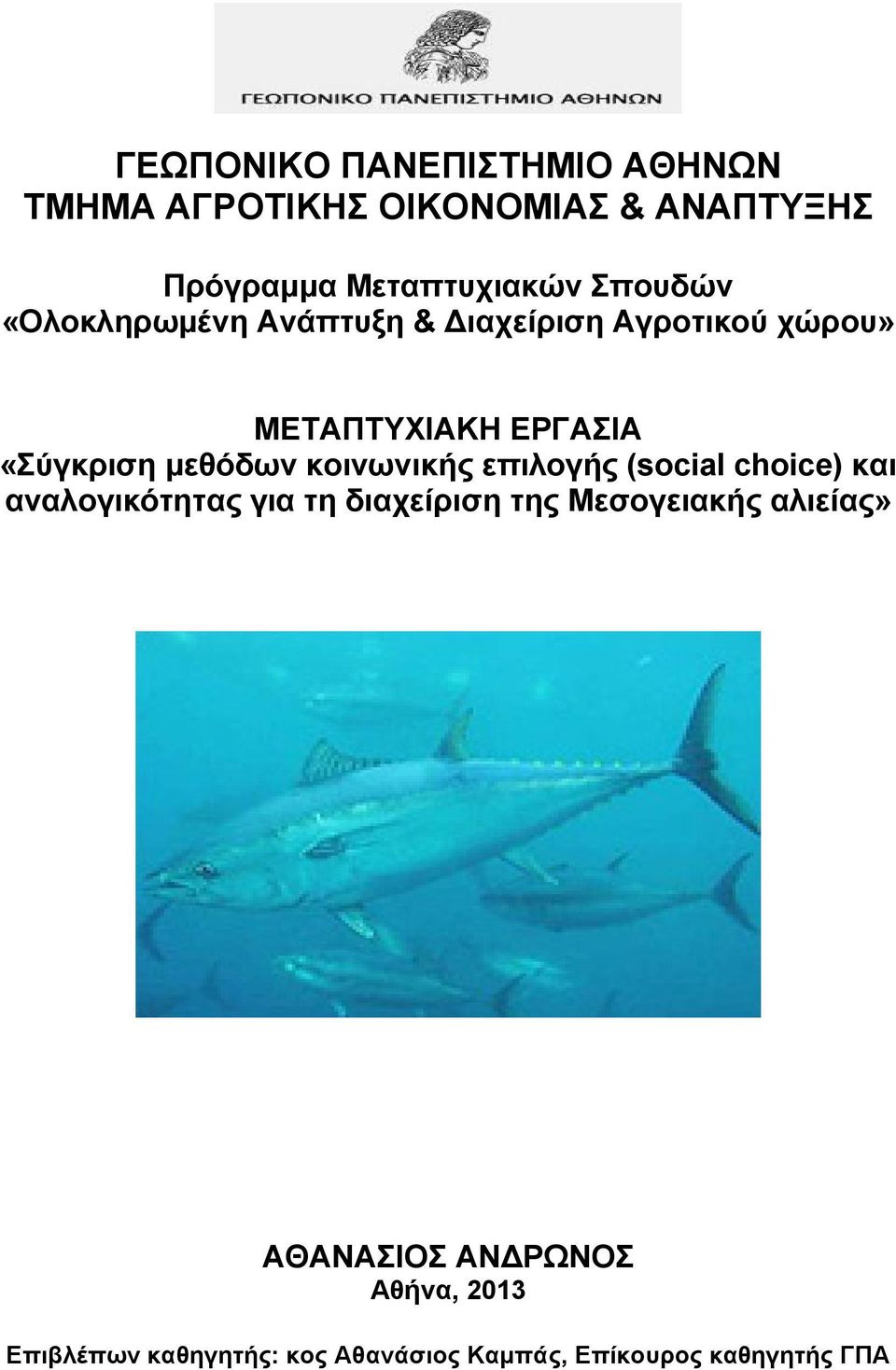 μεθόδων κοινωνικής επιλογής (social choice) και αναλογικότητας για τη διαχείριση της Μεσογειακής