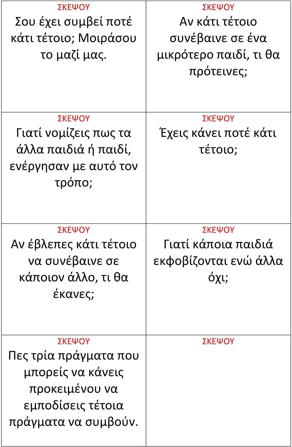 παιδί, ενζργθςαν με αυτό τον τρόπο; Ζχεισ κάνει ποτζ κάτι τζτοιο; Αν ζβλεπεσ κάτι τζτοιο να ςυνζβαινε ςε