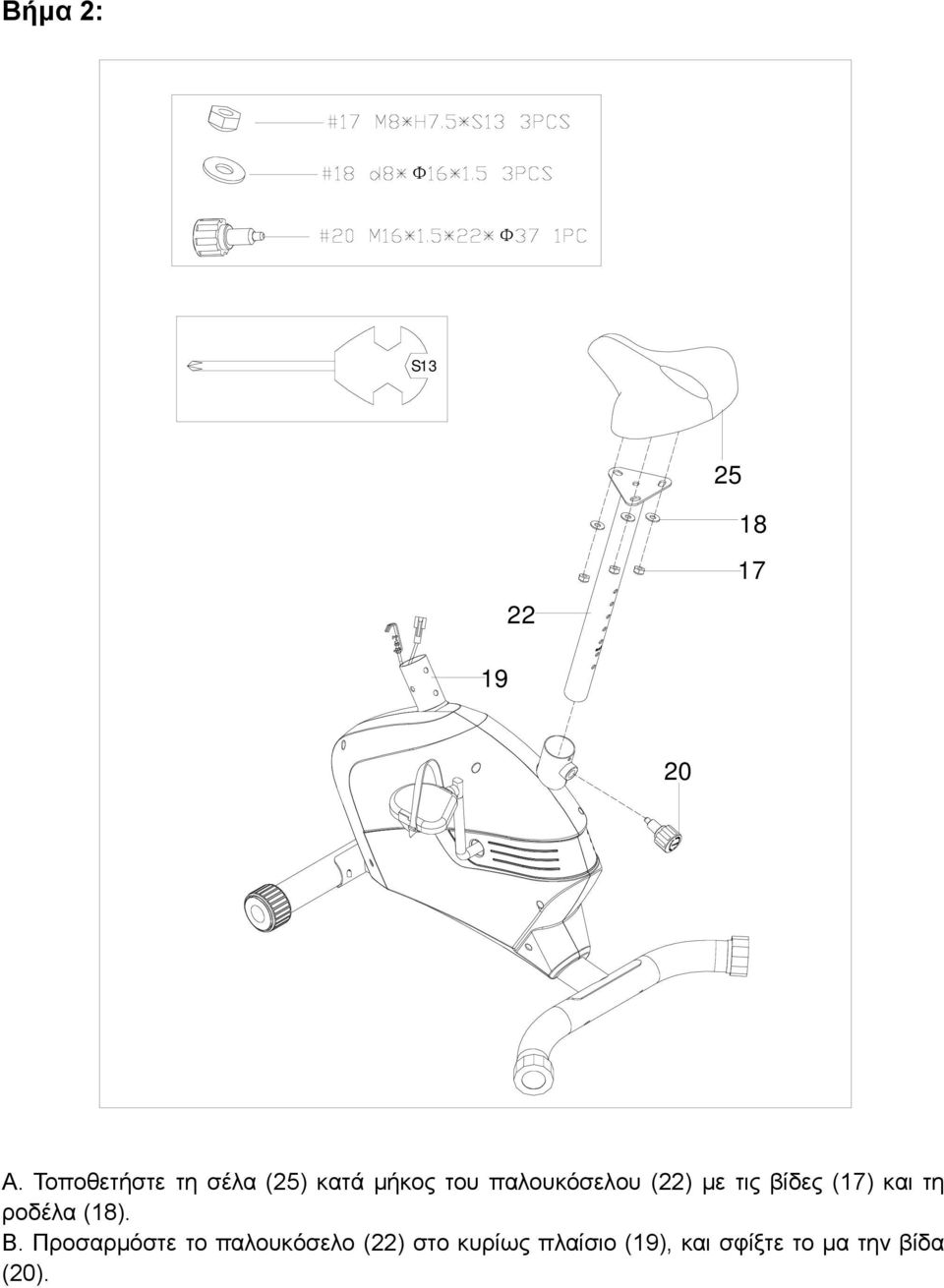 (22) με τις βίδες (17) και τη ροδέλα (18). Β.