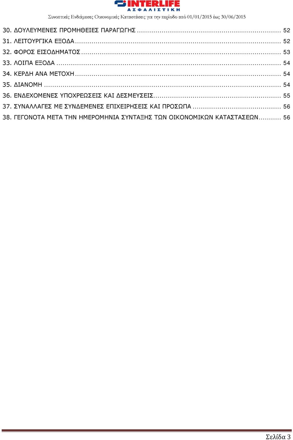 .. 54 36. ΕΝΔΕΧΟΜΕΝΕΣ ΥΠΟΧΡΕΩΣΕΙΣ ΚΑΙ ΔΕΣΜΕΥΣΕΙΣ... 55 37.