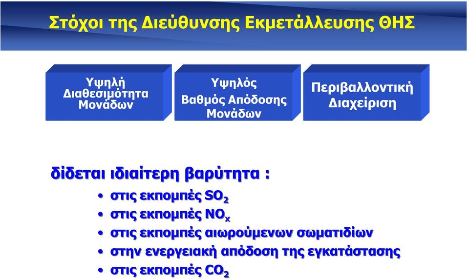 ιδιαίτερη βαρύτητα : στις εκποµπές SO 2 στις εκποµπές NO x στις