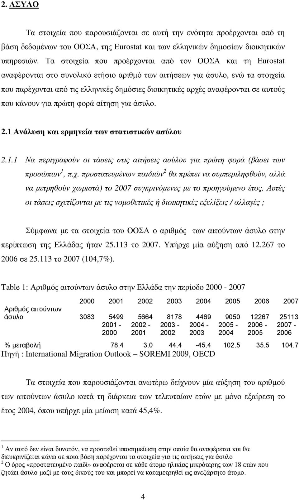 αναφέρονται σε αυτούς που κάνουν για πρώτη φορά αίτηση για άσυλο. 2.1 Ανάλυση και ερµηνεία των στατιστικών ασύλου 2.1.1 Να περιγραφούν οι τάσεις στις αιτήσεις ασύλου για πρώτη φορά (βάσει των προσώπων 1, π.