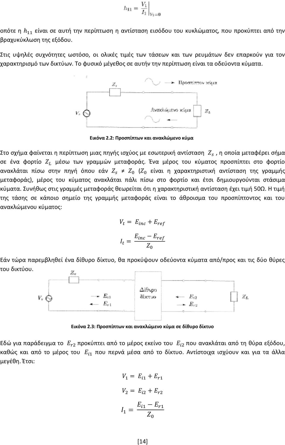 2: Προςπίπτων και ανακλϊμενο κφμα Στο ςχιμα φαίνεται θ περίπτωςθ μιασ πθγισ ιςχφοσ με εςωτερικι αντίςταςθ, θ οποία μεταφζρει ςιμα ςε ζνα φορτίο μζςω των γραμμϊν μεταφοράσ.