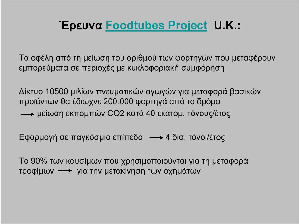 συμφόρηση Δίκτυο 10500 μιλίων πνευματικών αγωγών για μεταφορά βασικών προϊόντων θα έδιωχνε 200.