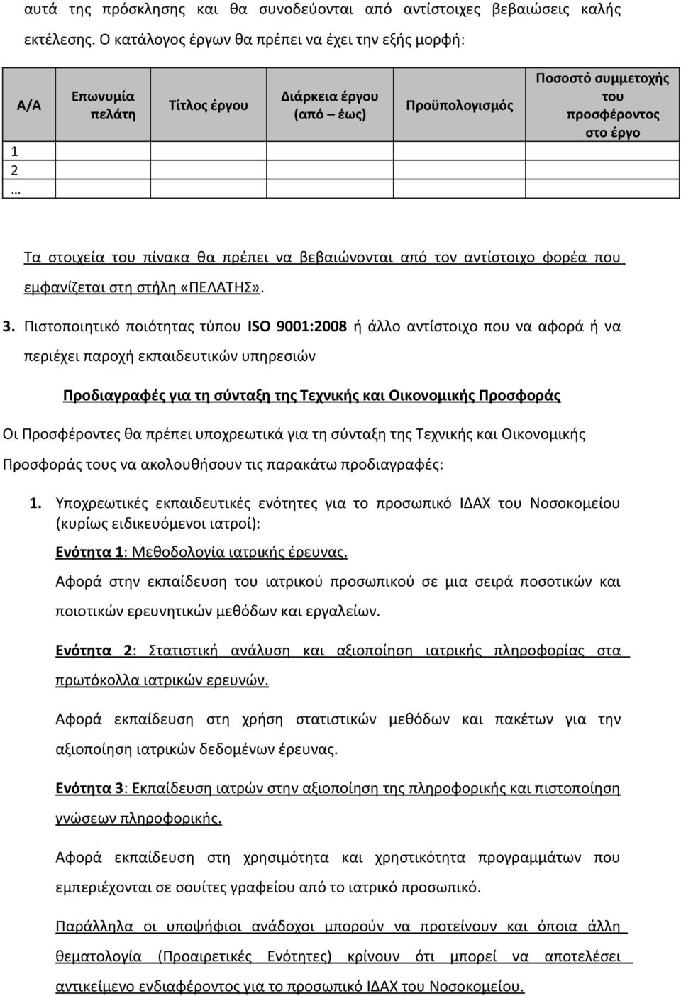 πρέπει να βεβαιώνονται από τον αντίστοιχο φορέα που εμφανίζεται στη στήλη «ΠΕΛΑΤΗΣ». 3.